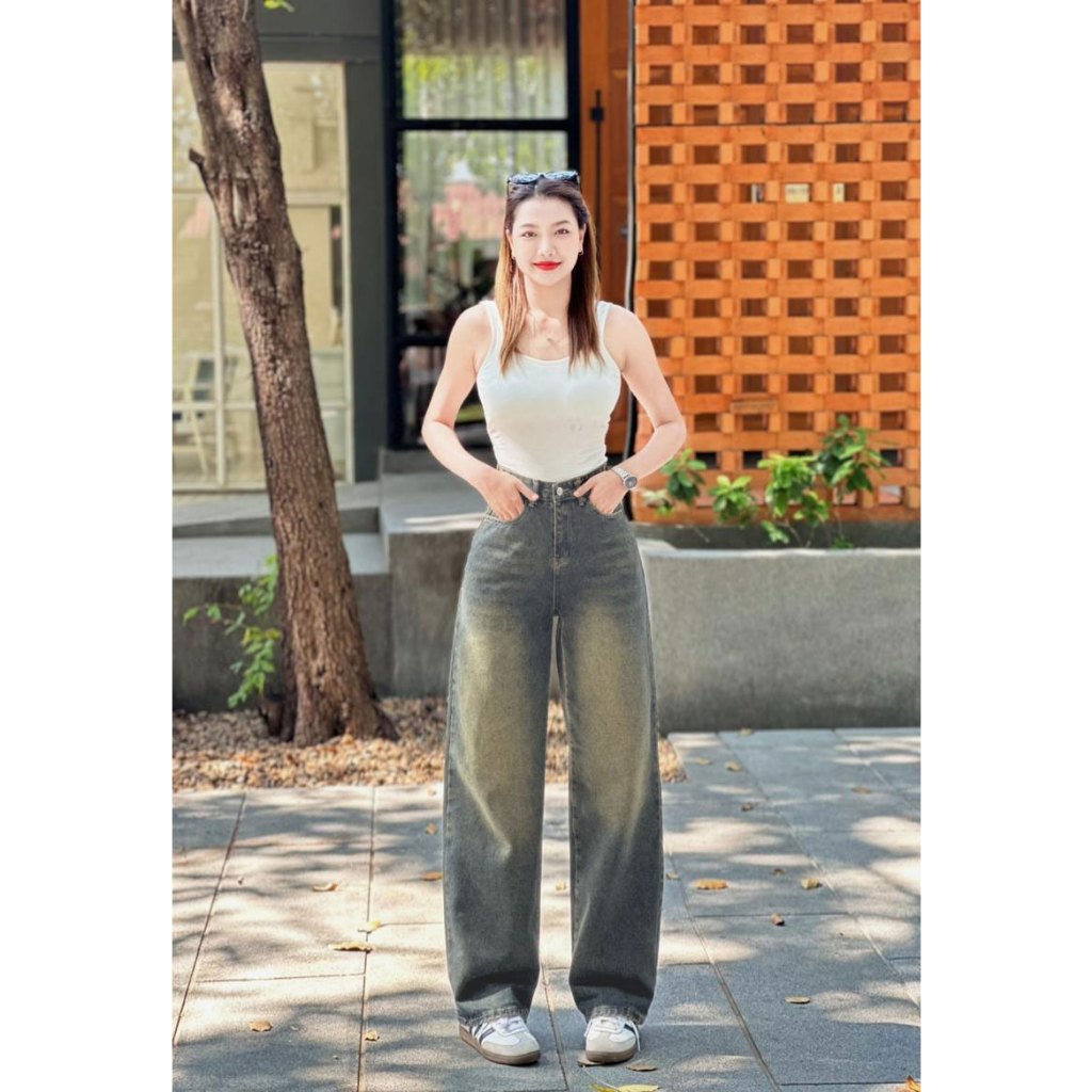 💜919JEANS💜 สีฟ้าซีดจาง กางเกงยีนส์ กางเกงยีนส์ผู้หญิง กางเกงยีน ยีนส์ เอวสูง - 5