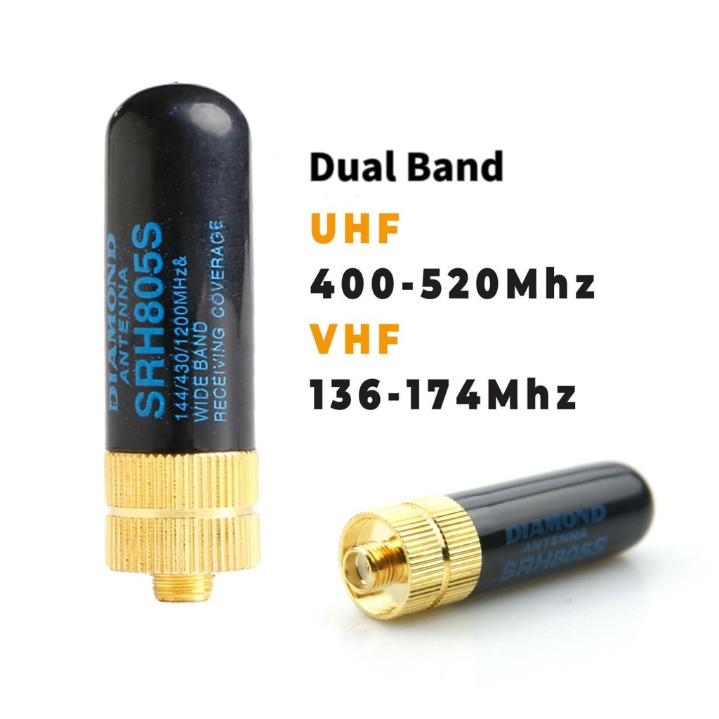 2 Antenne SMA-M SRH805S VHF/UHF Per Walkie-talkie – Banda Duale 144/430 MHz, Mini E Leggere, Alta Portata