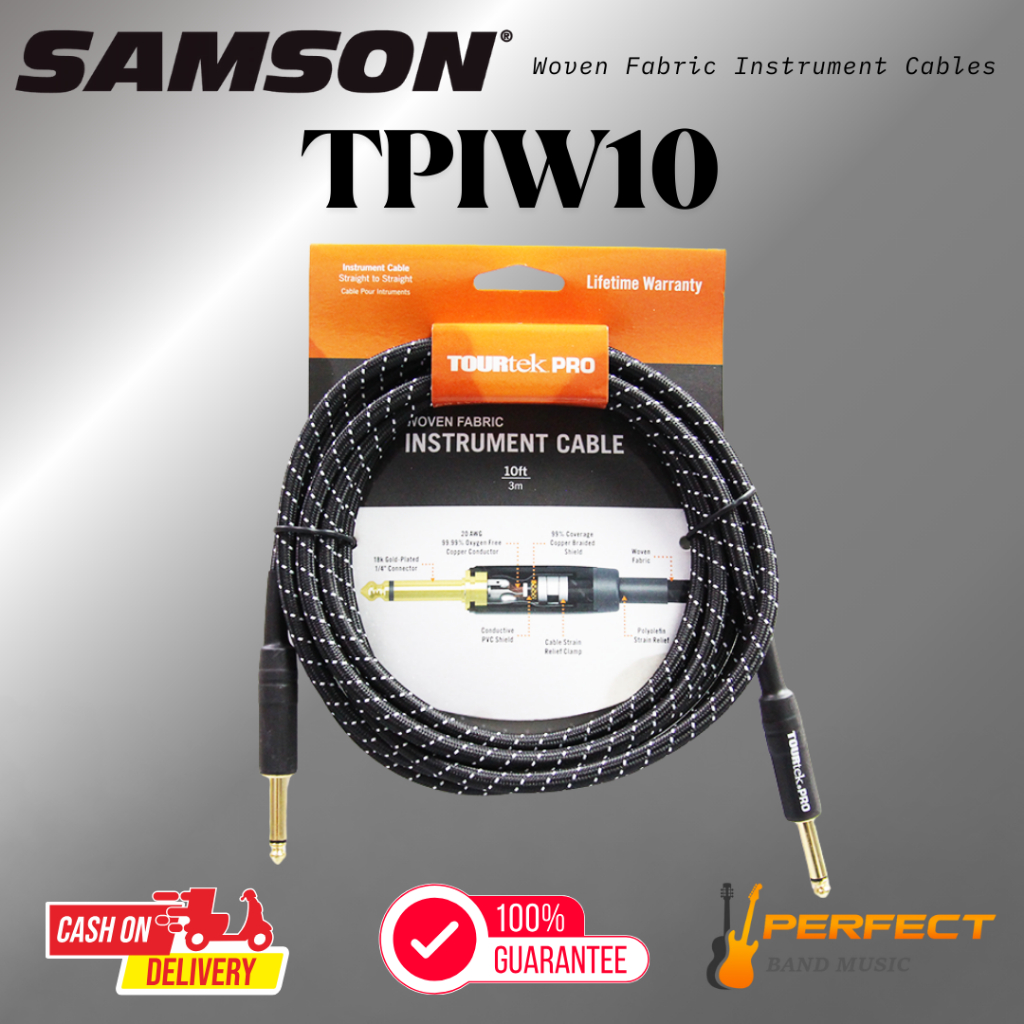 สายแจ็คแบบถัก SAMSON TPIW10 Tourtek Pro 3 M. Woven Fabric Instrument ...
