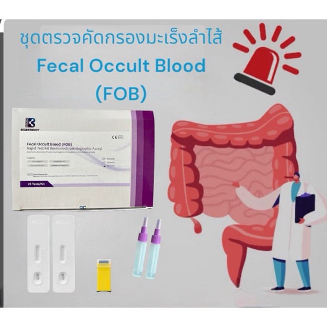 ชุดตรวจคัดกรองมะเร็งลำไส้ Fecal Occult Blood test (FOB) ตรวจหาเลือดแฝง ...