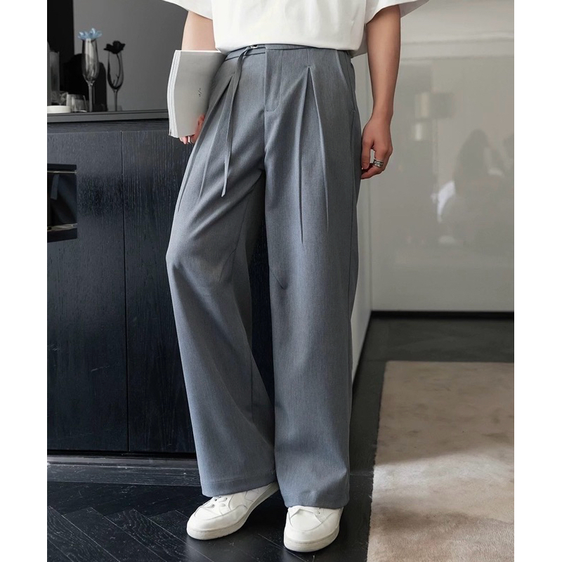 PAPA.XQ VIP SLACK PANTS ——กางเกงผ้าแสลค ทรงขากระบอกใหญ่ | Shopee Thailand