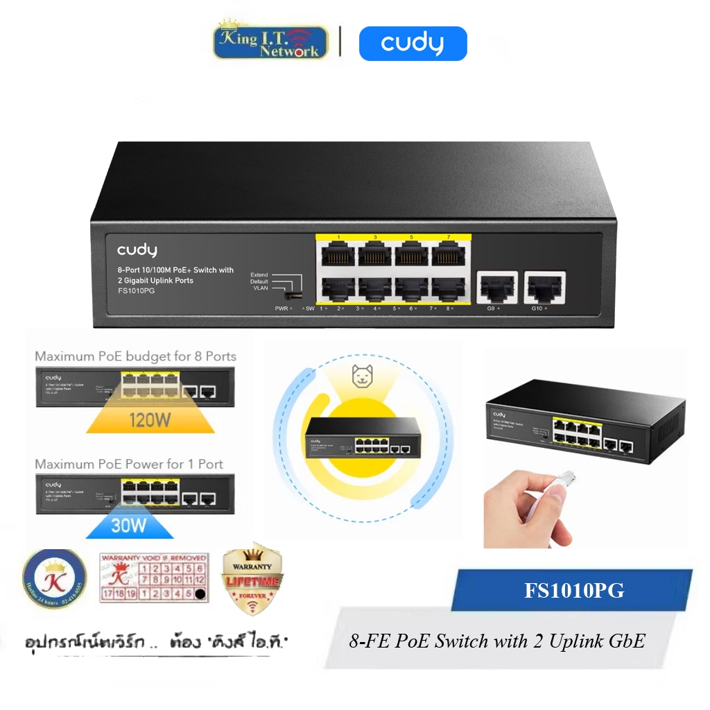 CUDY (FS1010PG) 8-Port 10/100M PSE RJ-45 +2 RJ45 10/100/1000M Uplink ...