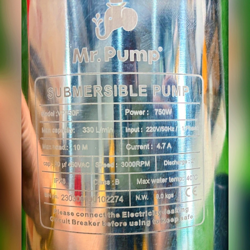 MR.PUMP ปั๊มแช่ ไดโว่ รุ่น VP750 ปั๊มดูดโคลน กำลัง 750วัตต์ 220V ท่อออก ...