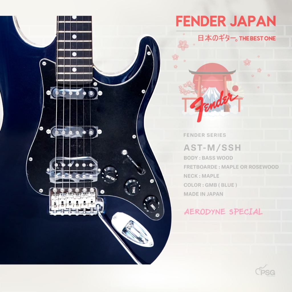 FENDER JAPAN รุ่น AST-M/SSH/GMB BLUE กีต้าร์ทรง AERODYNE SPECIAL