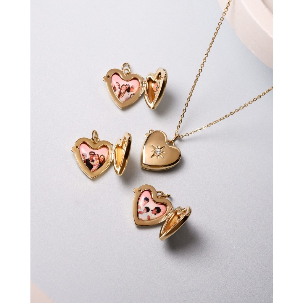 จี้ทองแท้ 9k ล็อคเก็ตรูปหัวใจ Heart Locket Diamond Pendant (จี้อย่าง ...
