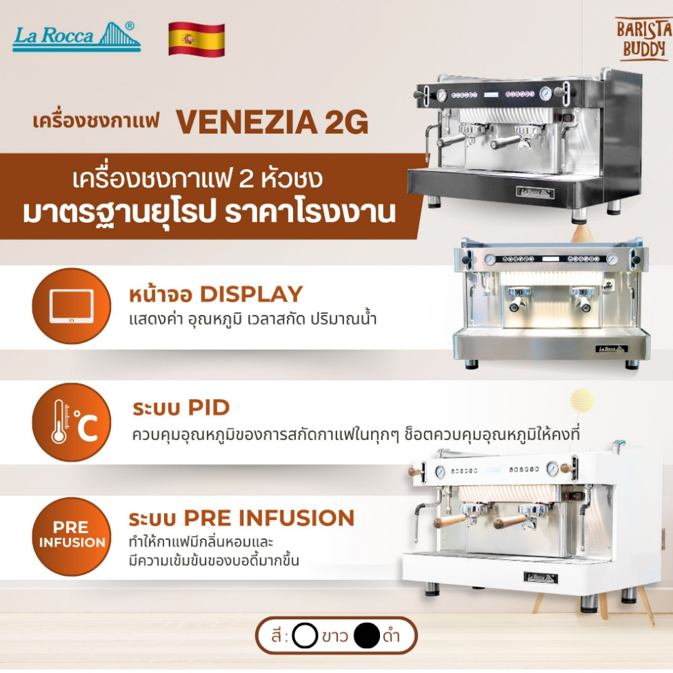 [รับประกัน 1 ปี] เครื่องชงกาแฟ LA ROCCA VENEZIA CLASSIC 2G | Shopee ...