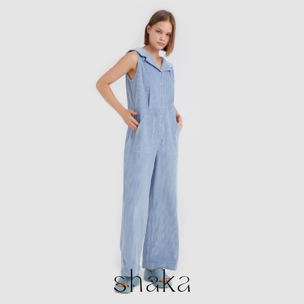Shaka Leisure AW23 The Sailors Jump จั๊มสูทผู้หญิง ปกกะลาสี ผ้าลูกฟูก JS-8231202