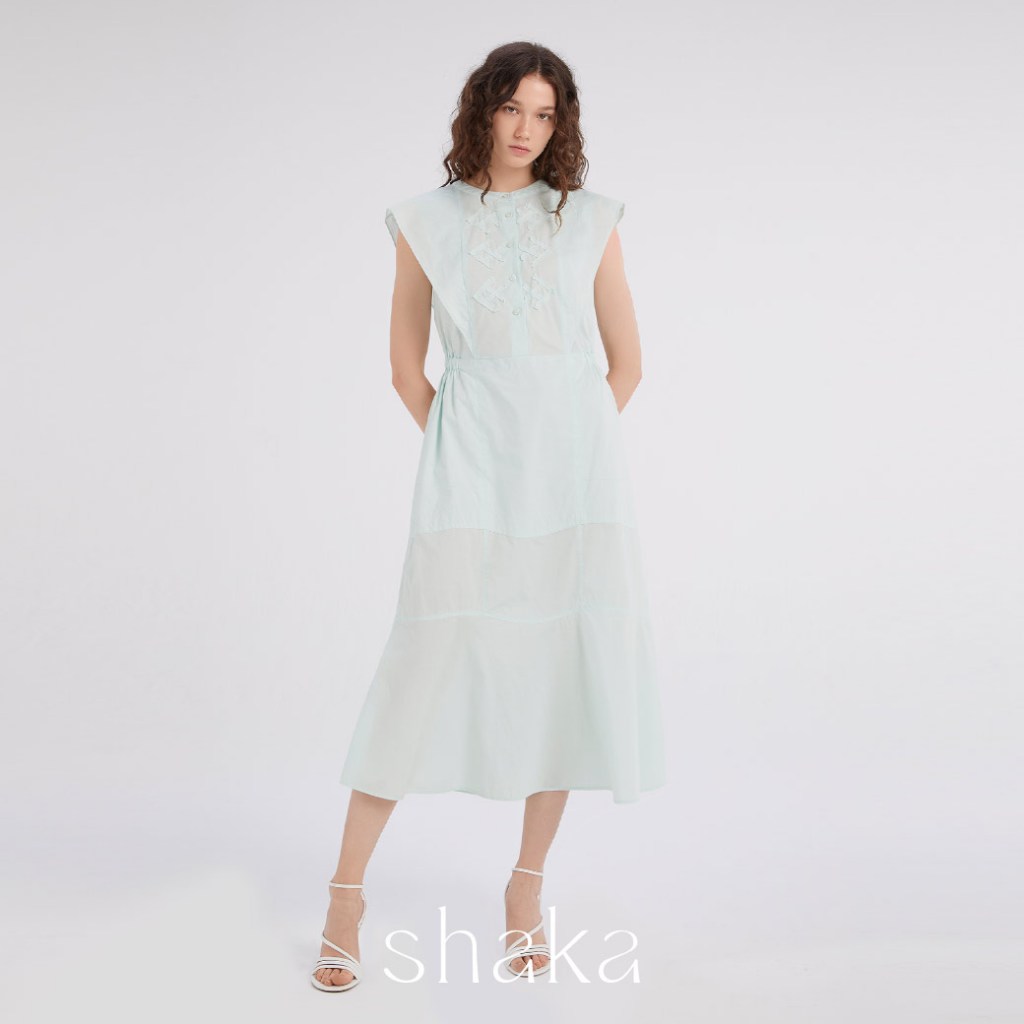 Shaka AW23 Leisure Tapian Maxi Dress ชุดเดรสยาวผู้หญิง งานย้อม Garment Dyed DS-8230802