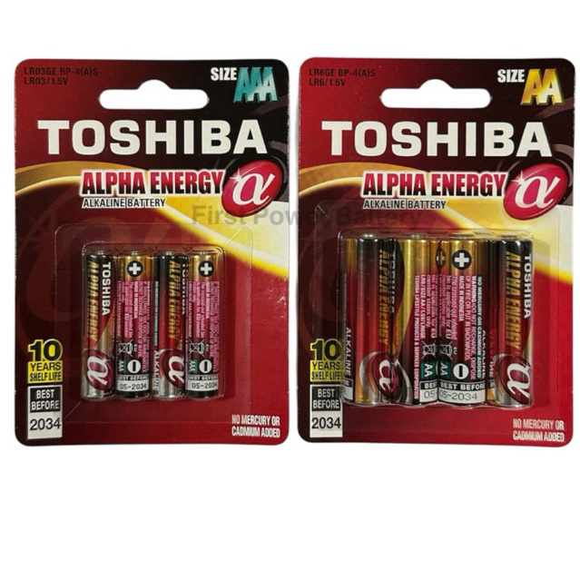 TOSHIBA alpha energy alkaline AA/AAA แพค4ก้อน | Shopee Thailand