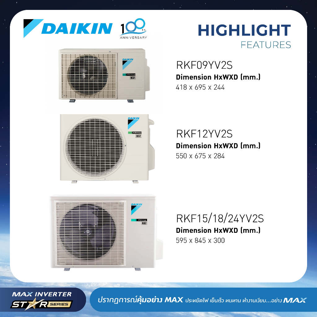 Daikin แอร์ไดกิ้น - MAX INVERTER (STAR KF SERIES) FTKF-Y 9000-24000 BTU
