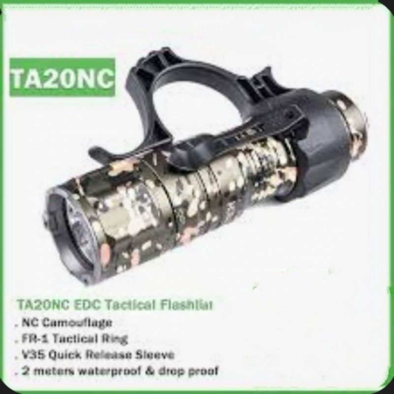 NEXTORCH TA20 Tactical Lampe de poche LED avec anneau FR1 1000 lumens, tête avec brise-verre nano-céramique, fonction tête stroboscopique