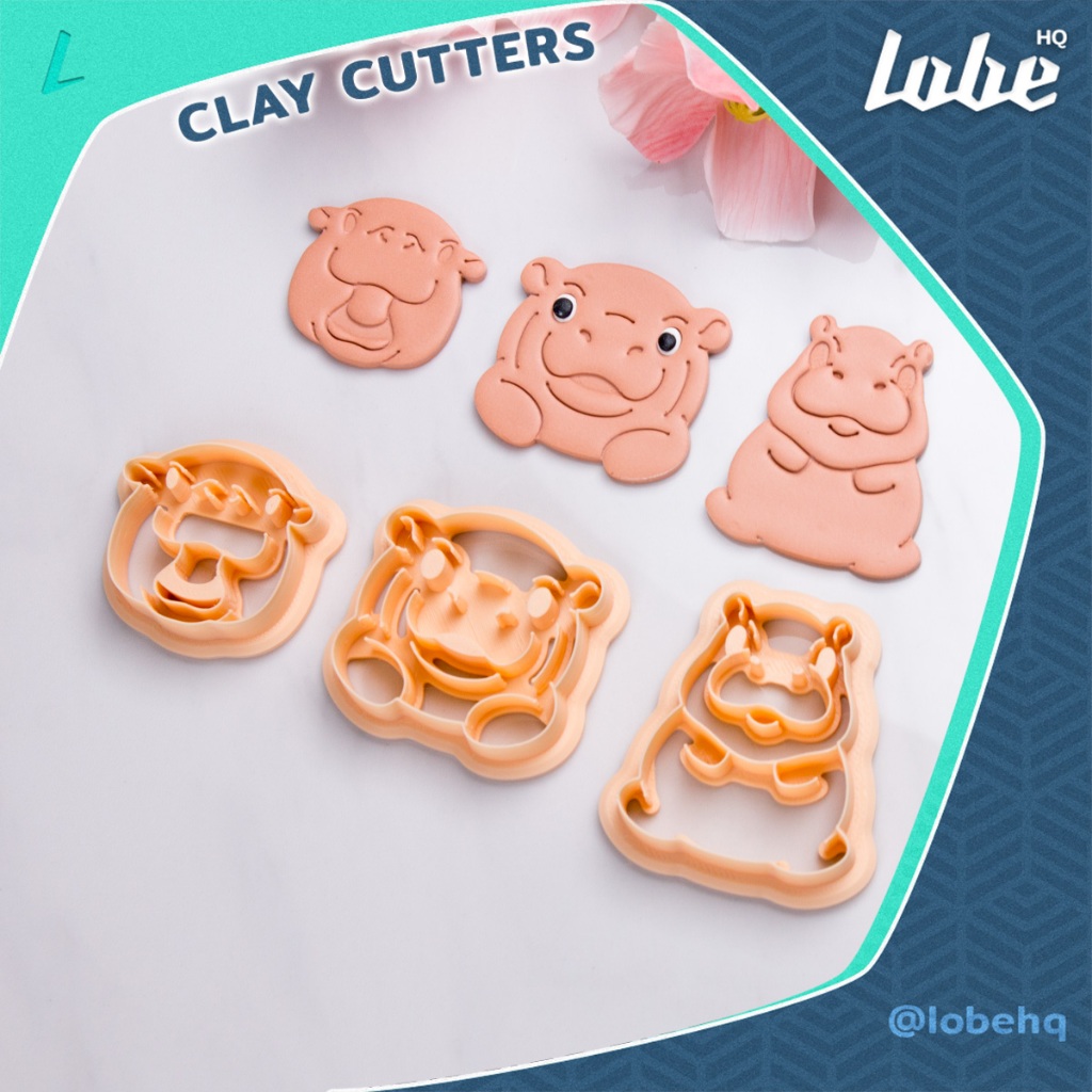 Lobehq Pygmy Hippo Shape Polymer Clay cutter/ แม่พิมพ์กดดินรูปทรงฮิปโป ...