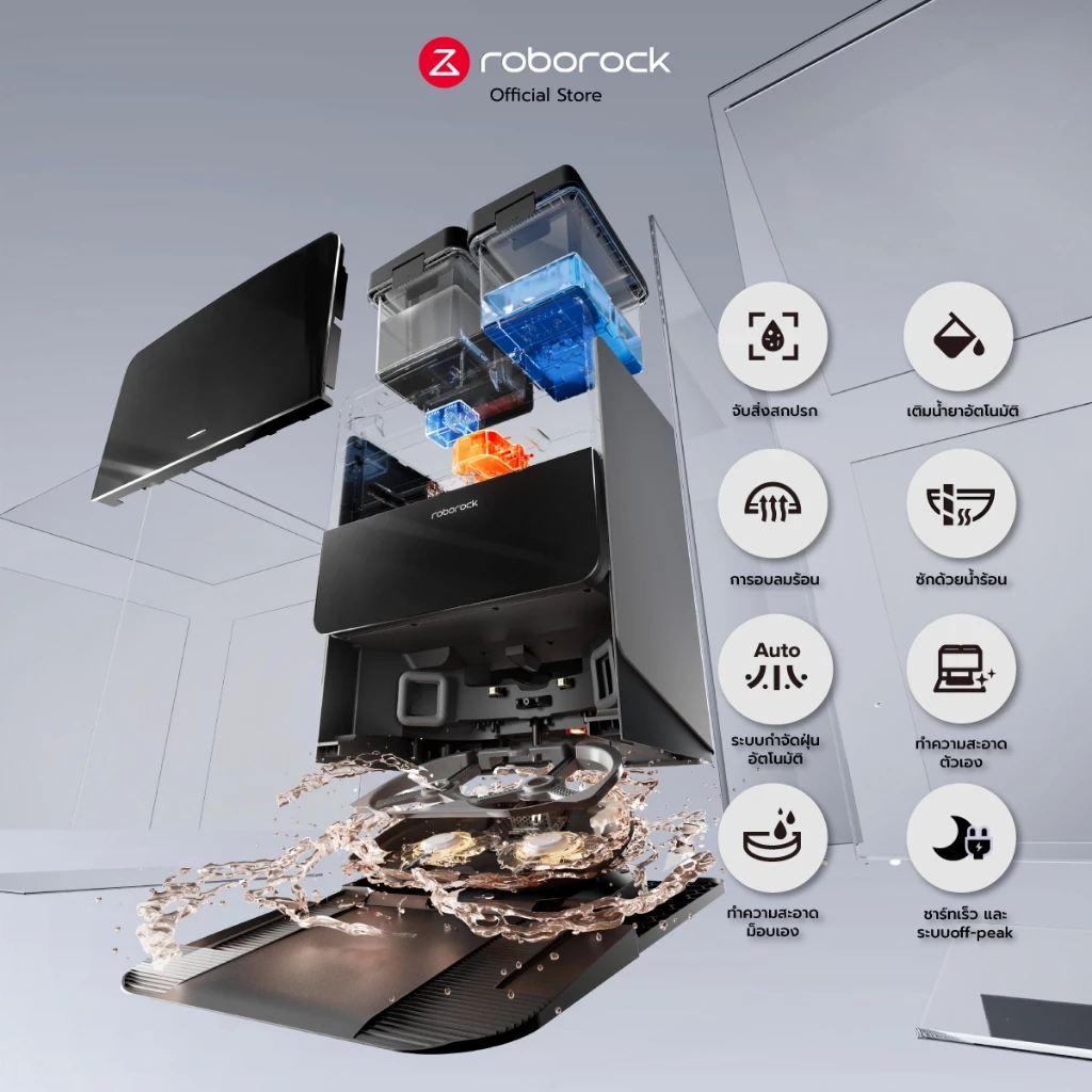 Roborock Saros 10R หุ่นยนต์ดูดฝุ่นถูพื้น เป่าแห้ง แรงดูดสูงถึง 19,000 Pa รับประกันสินค้า 2 ปี
