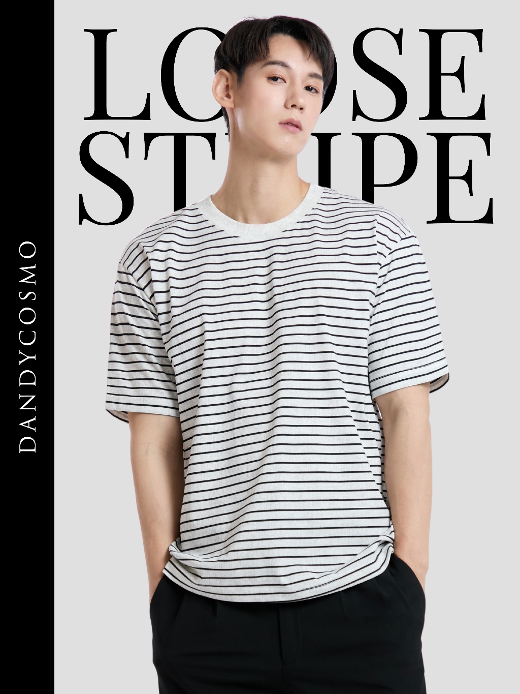 NEW เสื้อยืดลายทาง Loose Fit stripe T-Shirt DANDY COSMO | Shopee Thailand