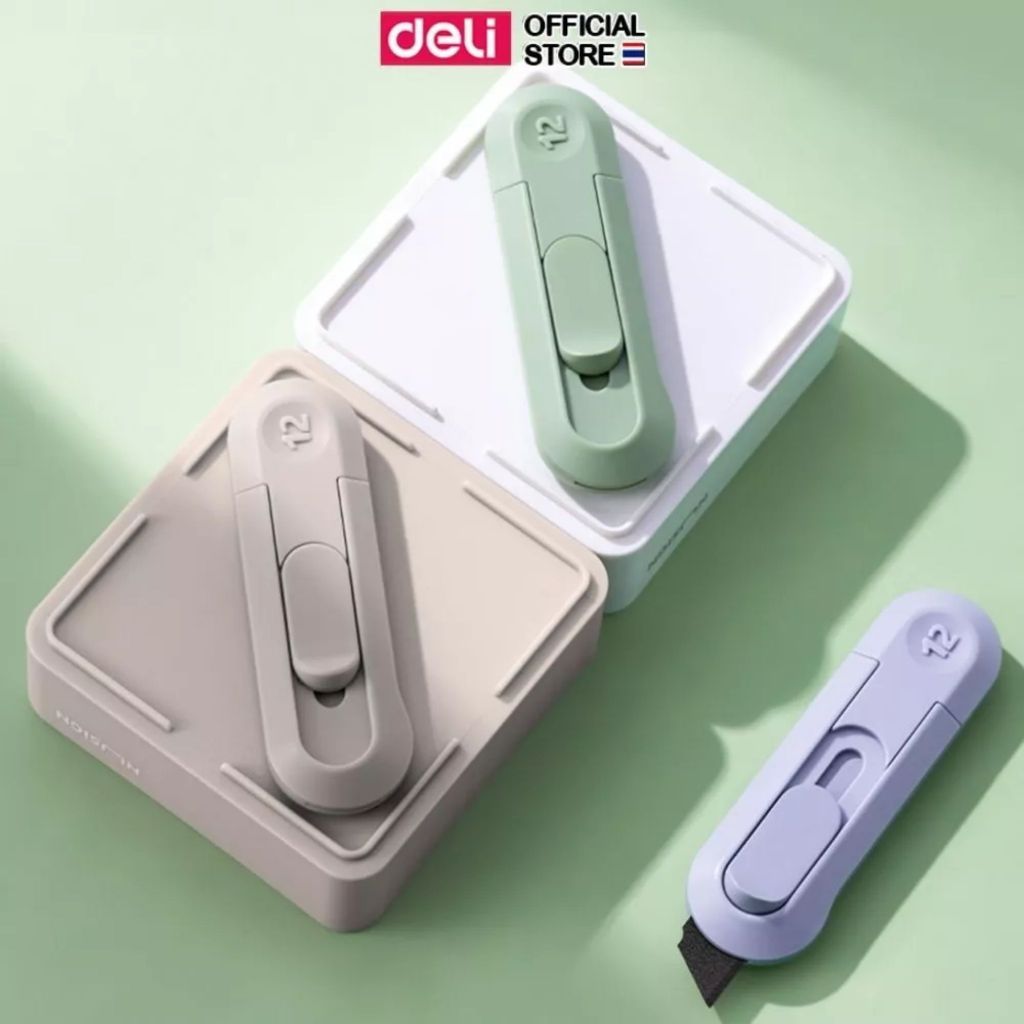 คัตเตอร์มินิ Deli รุ่น NS065T Nusign #80*25(mm) ใบมีดเทฟล่อนสีดำ ...