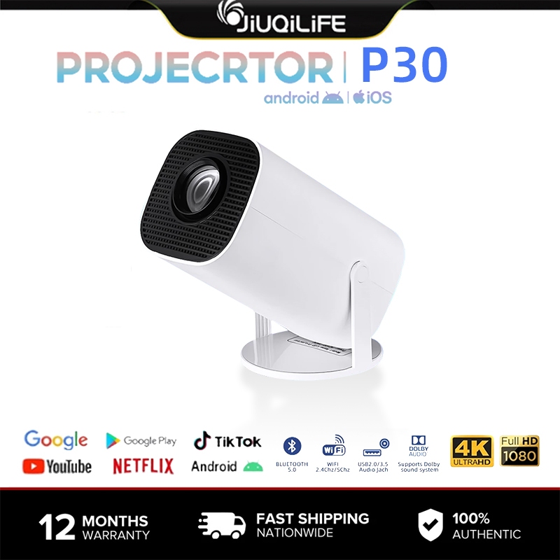 โปรเจคเตอร์ P30 Pro 4K iPhone / Android12 projector HDMI บลูทูธ WiFi6 ...