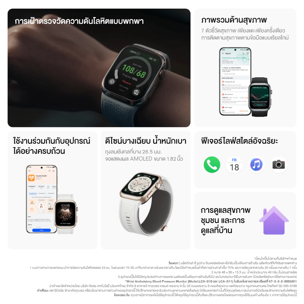 HUAWEI WATCH D2 อุปกรณ์สวมใส่ การเฝ้าตรวจวัดความดันโลหิตแบบพกพา