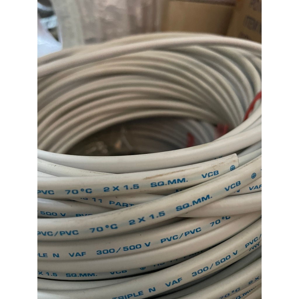 มอก. สายไฟ VAF CABLE 2x1.5 2x2.5 2x4 2x6 สีขาว 300/500V 2แกน ตีกิ๊ฟ ...