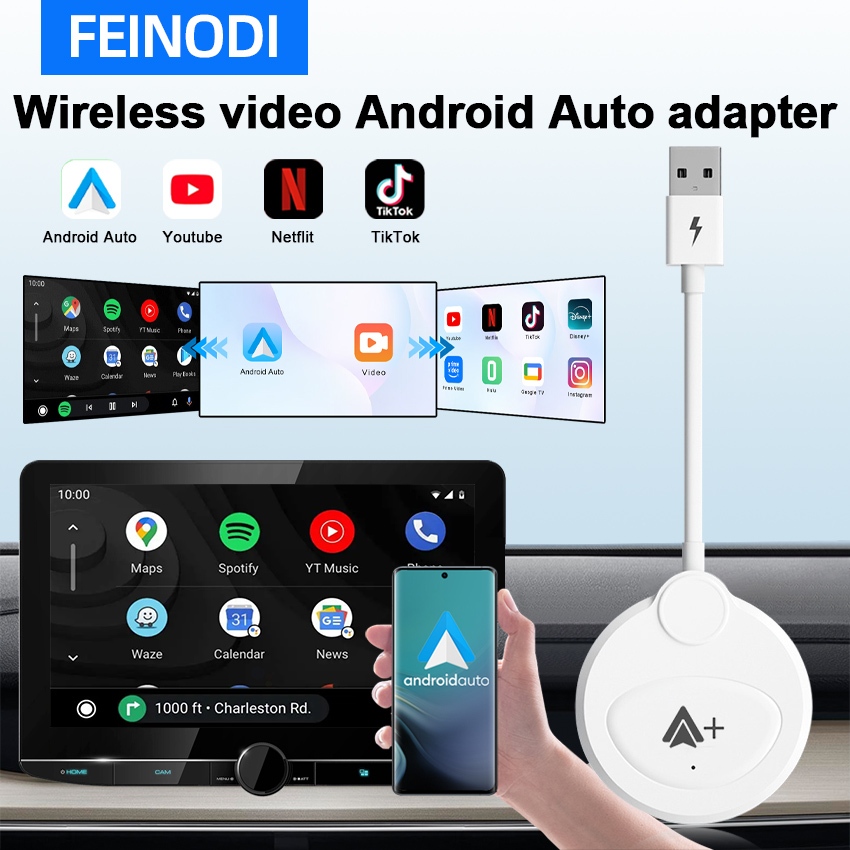 Android Auto อแด็ปเตอร์ไร้สายอัตโนมัติ Android, Plug & Play, 5Ghz WiFi ...