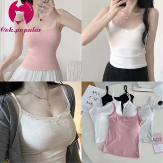 YY59 มาใหม่ เสื้อสายเดี่ยว ดีเทลโบว์ตรงกลาง มีฟองน้ำในตัว มินิมอลสไตล์เวียดนาม เกาหลีมาก แต่งตัวง่าย น่ารักก