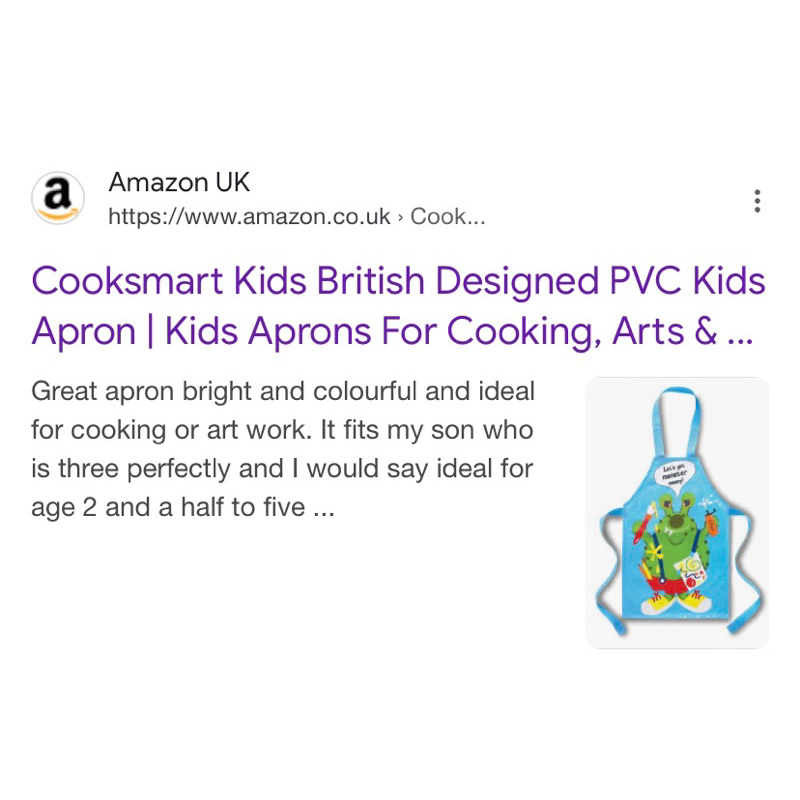 Cooksmart Kids Sample PVC apron, wipe clean material ผ้ากันเปื้อนเปื้อน ...
