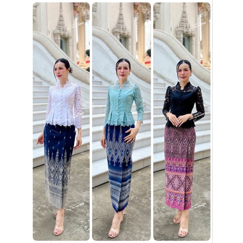 ผ้าถุงซิปหลังลายช่อทิพย์ ผ้าฝ้ายนุ่ม ลดพุง ขับผิว ใส่แล้วสูงเพรียว มุมมองที่ 5