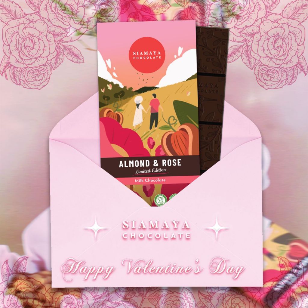 Almond & Rose Milk Chocolate 75g. / ช็อกโกแลตนมรสกุหลาบและอัลมอนต์ ...