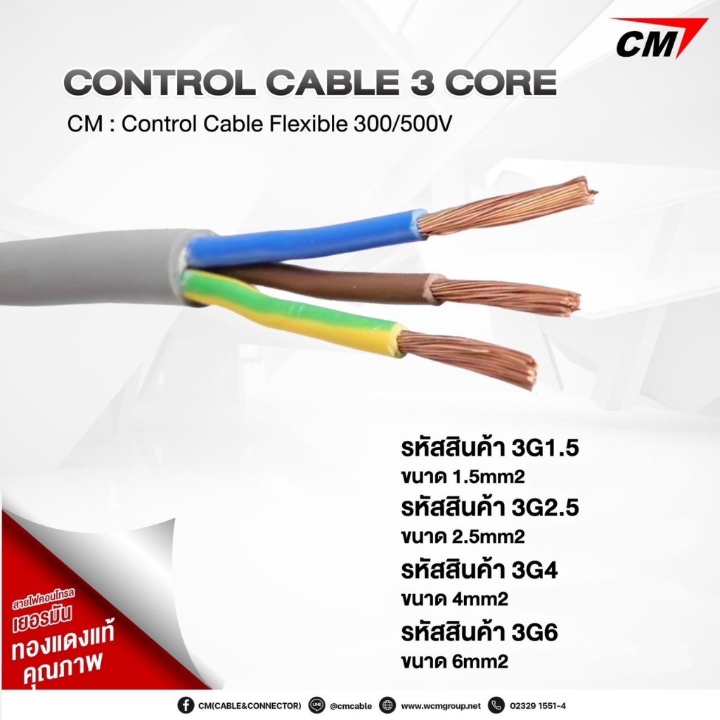 CM : Control Cable Flexible 3G4 Core 300/500V | Shopee Thailand