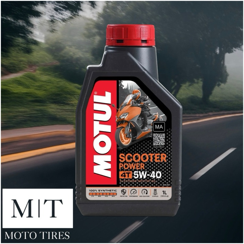 Motul Motoröl Power 4T 5W40 – 1 Liter, 100% Synthetisch, Für Motorrad & Roller
