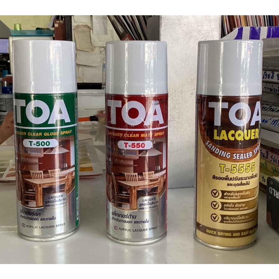 TOA Spray Lacquer สเปรย์พ่นเคลือบเงาไม้ อุดเสี้ยนไม้ แซนดิ้งซีลเลอร์ T ...