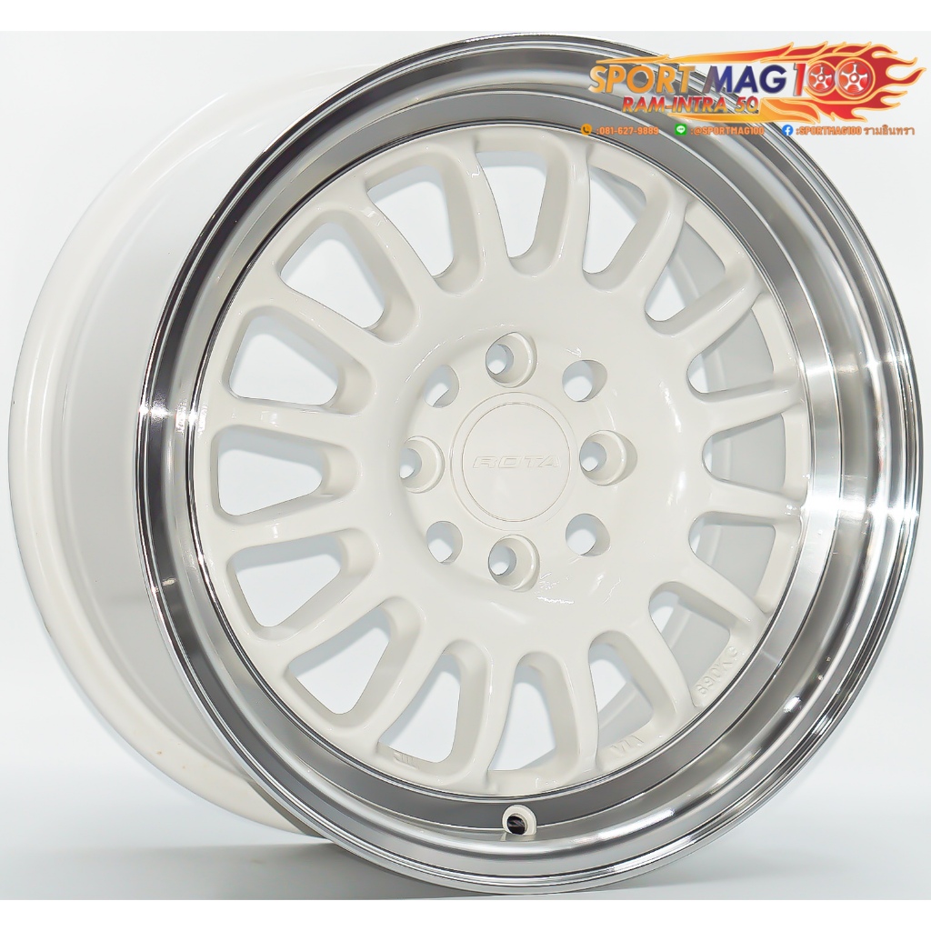 ล้อแม็ก Rota Track R2 ขอบ 15นิ้ว 4รู100 ET40 ขาวขอบเงา กว้าง 7นิ้ว ...