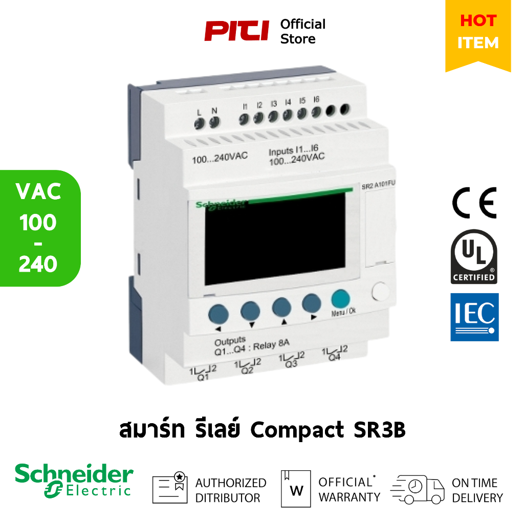 Schneider Smart Relay SR3B101FU 10 I/O Modular Smart Relay Zelio Logic ...