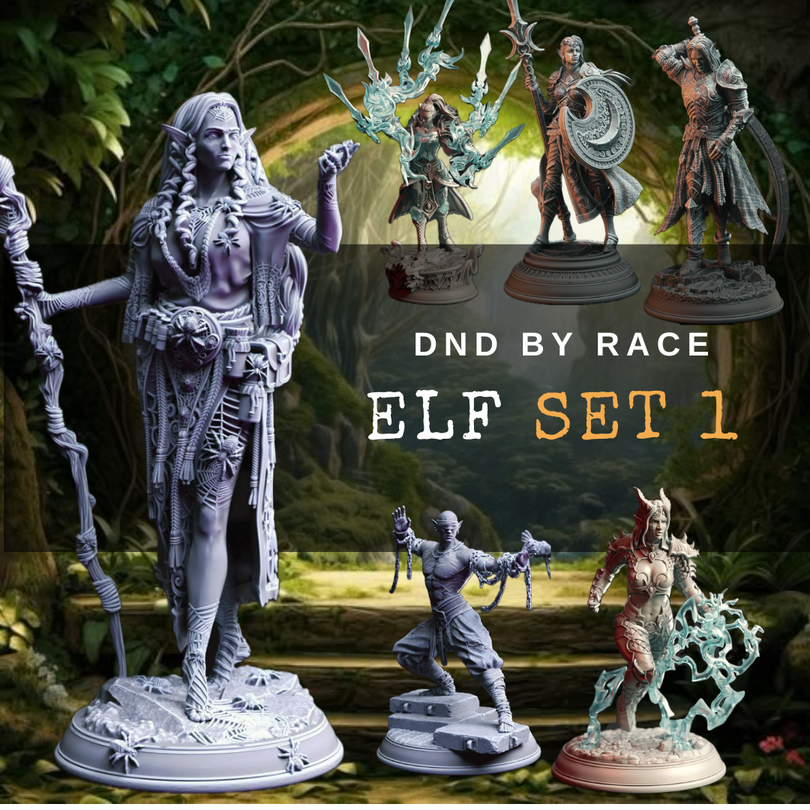 Elf I รวมโมเดลเผ่า Elf Set 1 (งานเรซิ่นสีเทา ฐาน 1 นิ้ว) | Shopee Thailand
