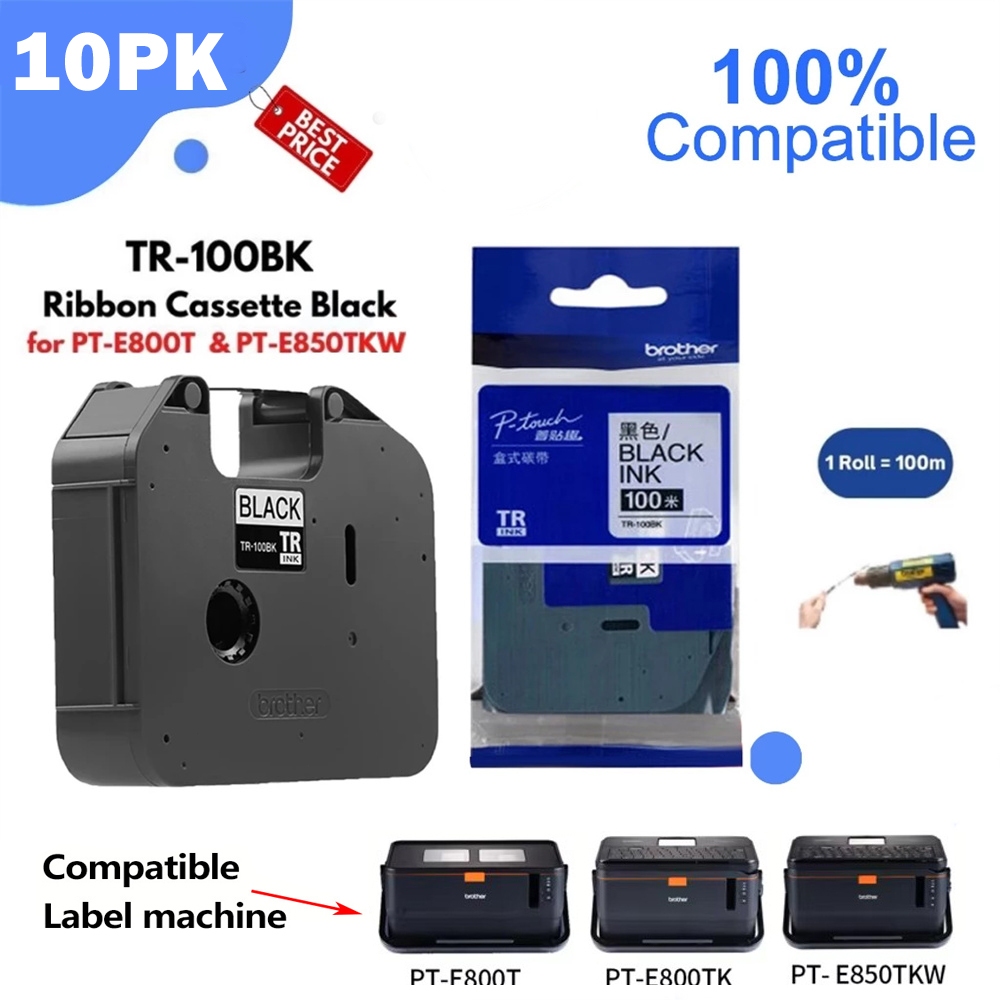 10 แพ็ค ตลับหมึก ผ้าหมึกเทียบเท่า TR-100BK ใช้กับ BROTHER E850 เครื่อง ...