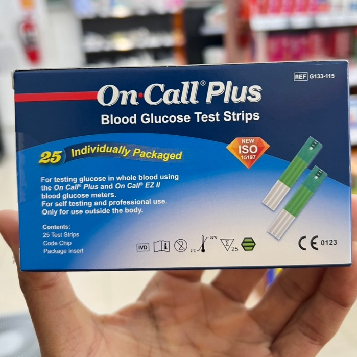 แผ่น on call plus 25 ชิ้น แผ่นตรวจน้ำตาล แผ่นวัดน้ำตาล ออนคอลพลัส ...