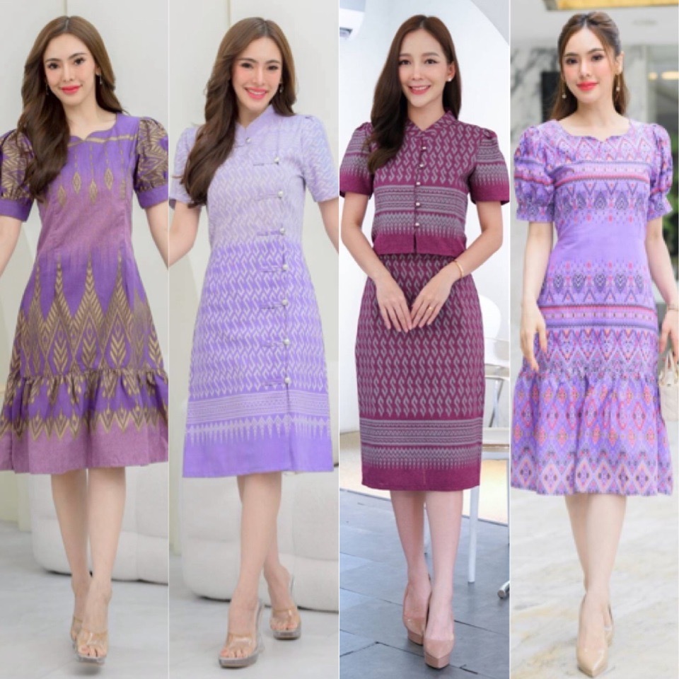 ชุดผ้าไทยโทนสีม่วง 💜 (มีไซร้ 36″-52″)