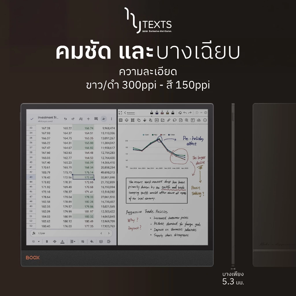 BOOX Tab X C E-Reader จอสี Kaleido3 คมชัด ขาวดำ 300ppi/150 ppi RAM 6GB ROM 128GB รองรับ Play Store