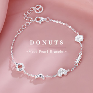 MEET💕 vòng tay bạc Donuts vòng tay bạc thật vòng cổ tay điều chỉnh được vòng tay thiết kế đáng yêu vòng tay thời trang vòng tay bạc thật