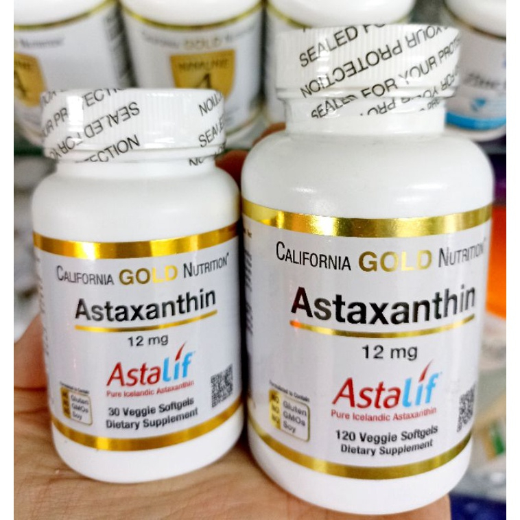 California Gold Nutrition Astaxanthin 12 mg แอสตาแซนธิน ซอฟต์เจล Softgel 30/120 เม็ด AstaLif Pure Icelandic astaxanthin 12 mg สารสกัด สาหร่ายฮีมาโตค็อกคัส พลูวิเอลิส สาหร่ายสีแดง Haematococcus