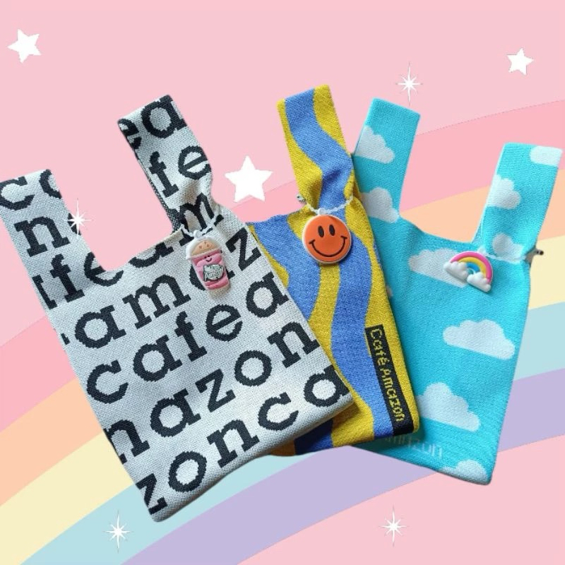 กระเป๋าถักไหมพรม Cafe Amazon Knitting Bag Shopee Thailand