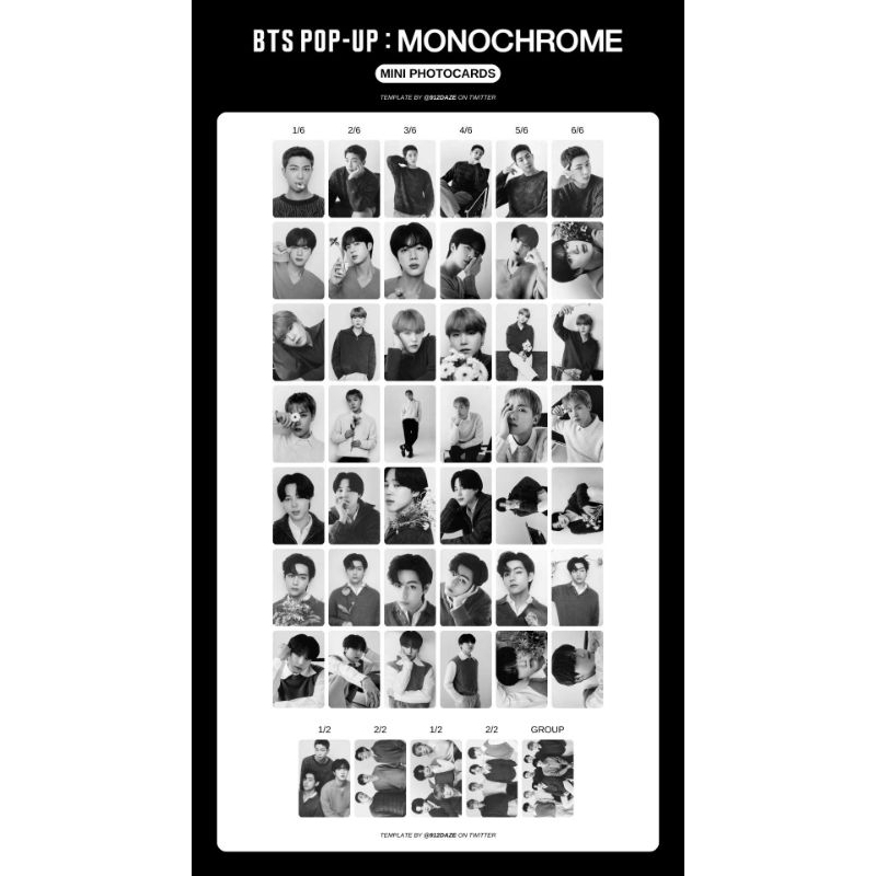 [พร้อมส่ง] BTS : MONOCHROME MINI PHOTO CARD (เทรดดิ้งการ์ด /โฟโต้การ์ด ...