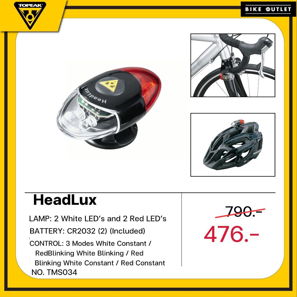 Lampe De Casque Vélo Topeak HeadLux TMS034 – Lumière De Sécurité LED Neuve