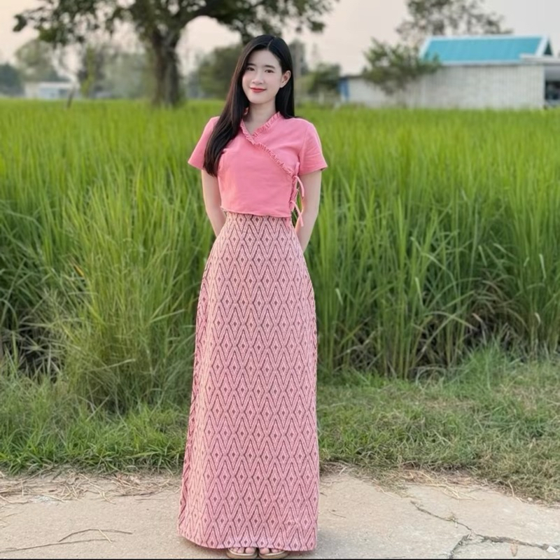 TANTANOD TL6 เสื้อไขว้ผูกข้าง กระโปรงยาวพญานาค ผ้าฝ้าย สวยขับผิว ใส่สบาย มุมมองที่ 6