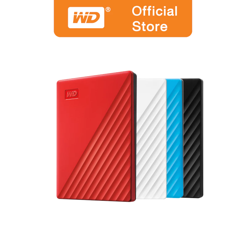 Western Digital My Passport 1TB ฮาร์ดดิสก์พกพา USB 3.2 Gen 1 ความจุ 1TB ปลอดภัยด้วยระบบเข้ารหัสและซอฟต์แวร์สำรองข้อมูล
