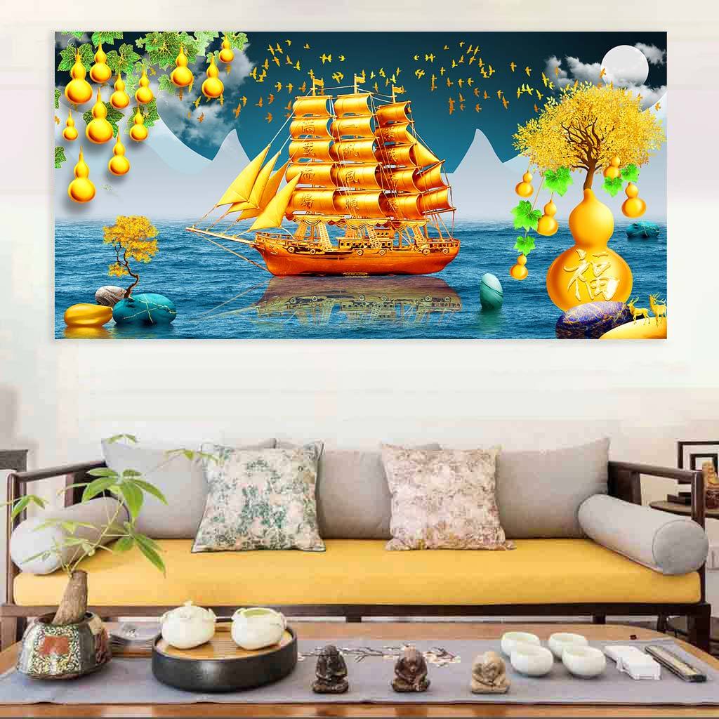 (ส่งจากไทย) Canvas รูปภาพพิมพ์ผ้าแคนวาส ขนาด 40x80cm. สินค้าพร้อมกรอบ ...