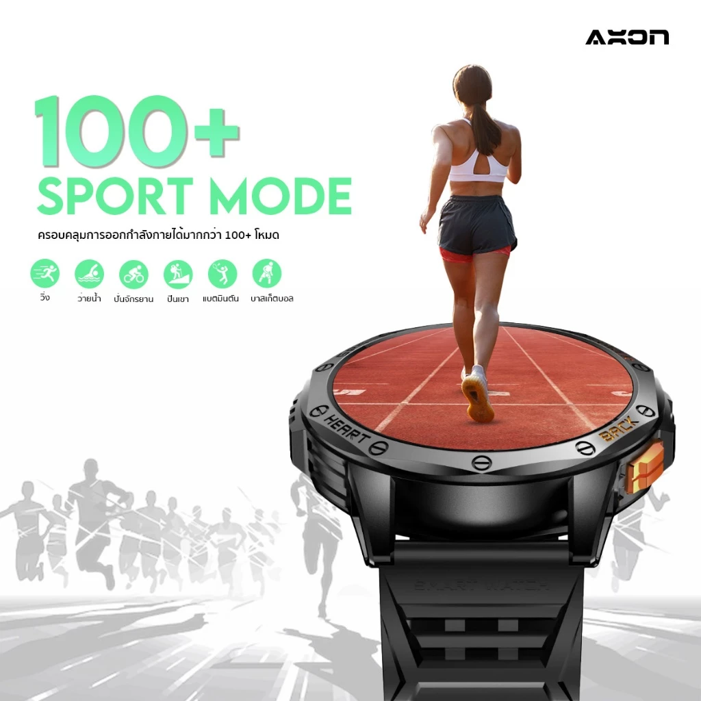 AXON Memo Pro GPS Smart Watch เพื่อสุขภาพ AMOLED 1.43" GPS โทรได้ วัดชีพจร SpO2 รับประกัน 2 ปี
