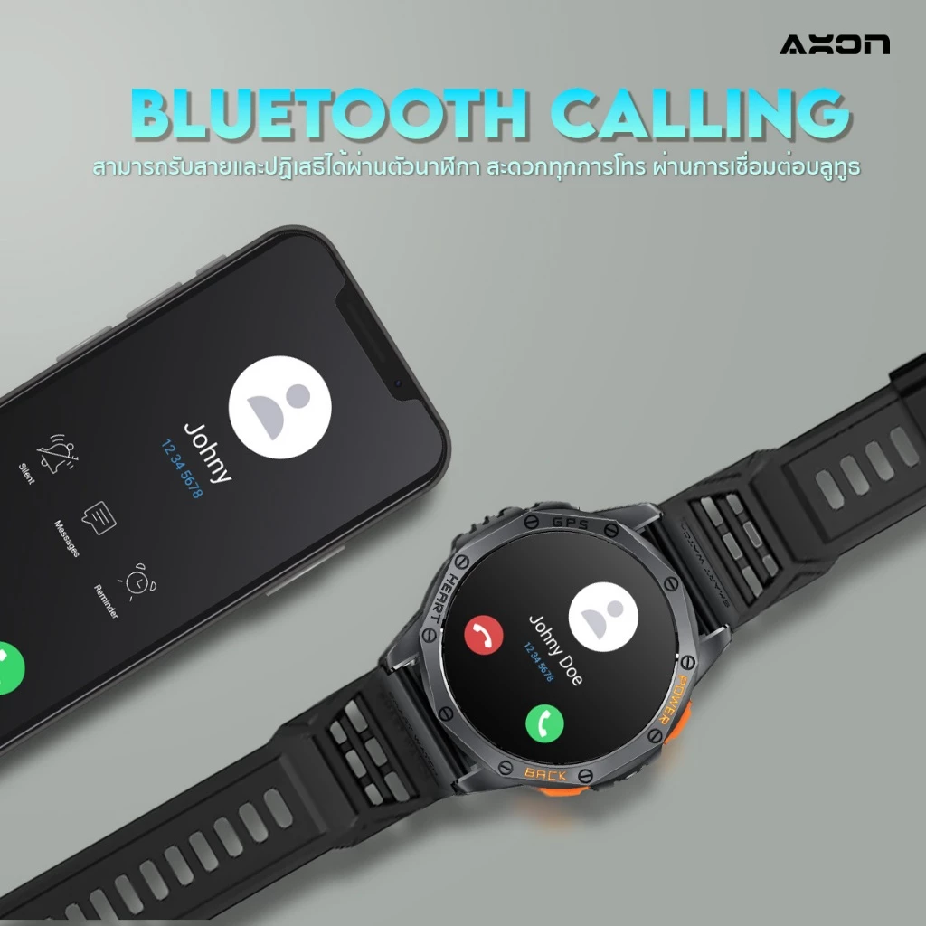 AXON Memo Pro GPS Smart Watch เพื่อสุขภาพ AMOLED 1.43" GPS โทรได้ วัดชีพจร SpO2 รับประกัน 2 ปี