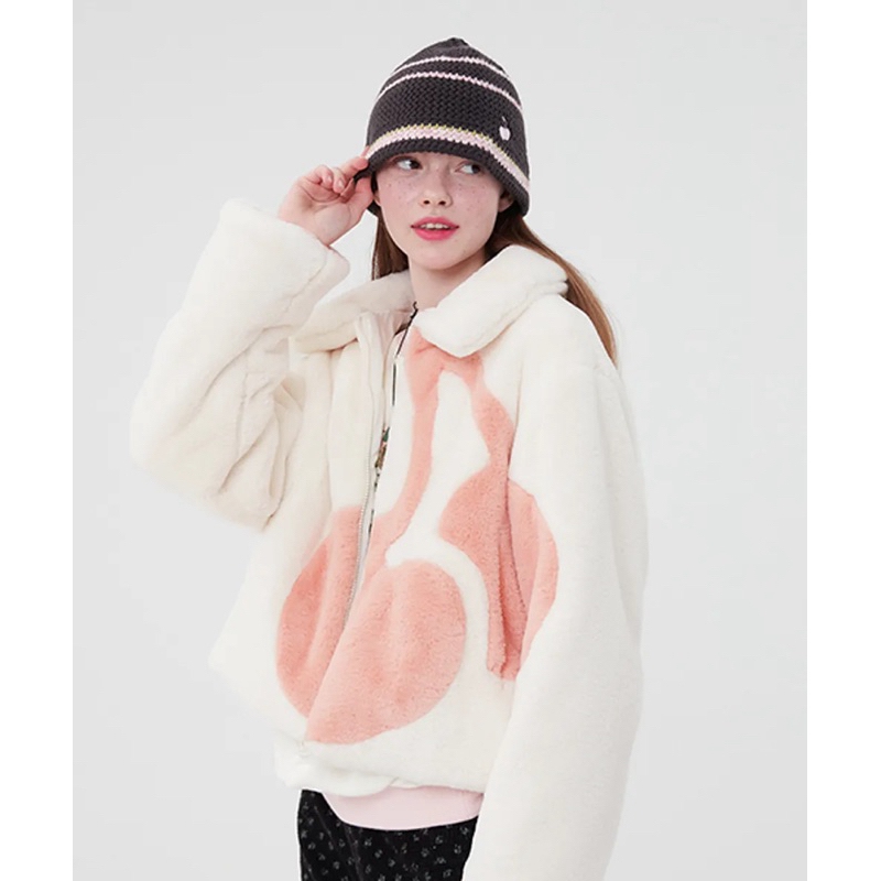 ??✨kirsh Big Cherry Boa Fur Jumper 빅 체리 보아 퍼 점퍼 