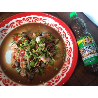 (ยกลัง) ปลาร้า ส้มตำ ตราแม่พยอม น้ำปลาร้าแม่พยอม จังหวัดอุดรธานี แบบถุงสีเขียว 900 กรัม 12 ถุง photo