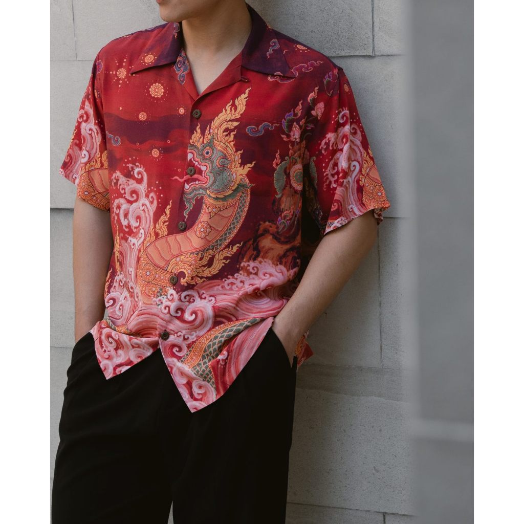 Windwear Hawaii Shirt "Legend of Naga" Ruby Red แดงทับทิม พญานาคปีงู ...
